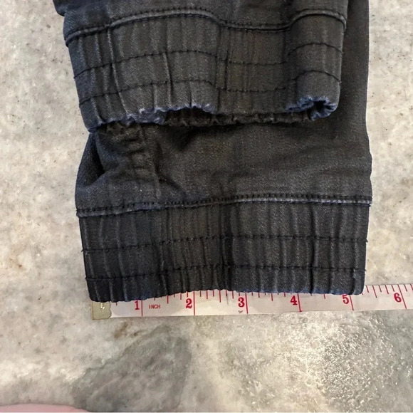 Kendall And Kylie Black Wax Coated Denim Drawstring Joggers Size Medium - Picture 10 of 10